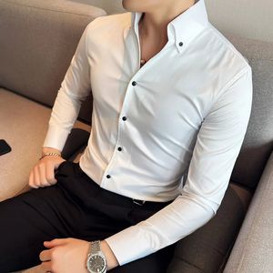 Printemps automne hommes d'affaires bureau chemises habillées/Mâle Slim Fit haute qualité décontracté à manches longues chemise Homme hauts S-3XL 240117