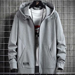 Lente Herfst Heren Hoodies met Ritssluiting Jassen Streetwear Zwart Grijs Capuchon Losse Sweatshirts Mannelijke Katoen Casual Tops Plus Size 8XL 220114