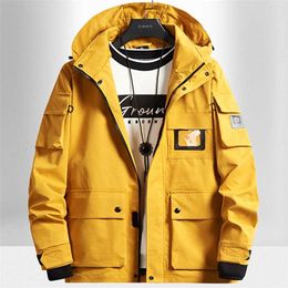 Lente herfst mannen windjack jassen hooded jassen man waterdicht uitloper softshell jas kleding plus size 6XL 7XL 8XL 211217