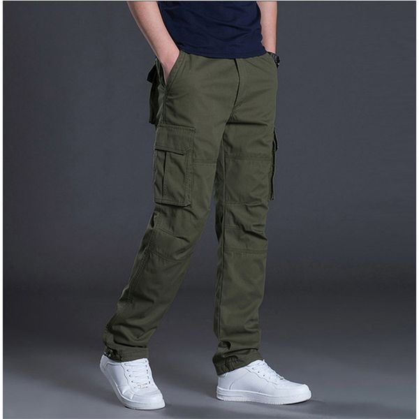 Pantalones Cargo de primavera y otoño, pantalones informales holgados de algodón para hombre, pantalones tácticos de combate para hombre, bolsillos múltiples