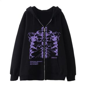 Lente Herfst Heren Hoodie Zip Up Vest Y2k Dark Skeleton Capuchon Gothic High Street Hip Hop Harajuku Plus Size jassen 240123