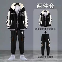 Spring Autumn Mens sets Japan Fashion Joggers Fetts Men Men Men Casual Clothing Streetwear Hooded Tracksuit Men Two Piece Set 240506