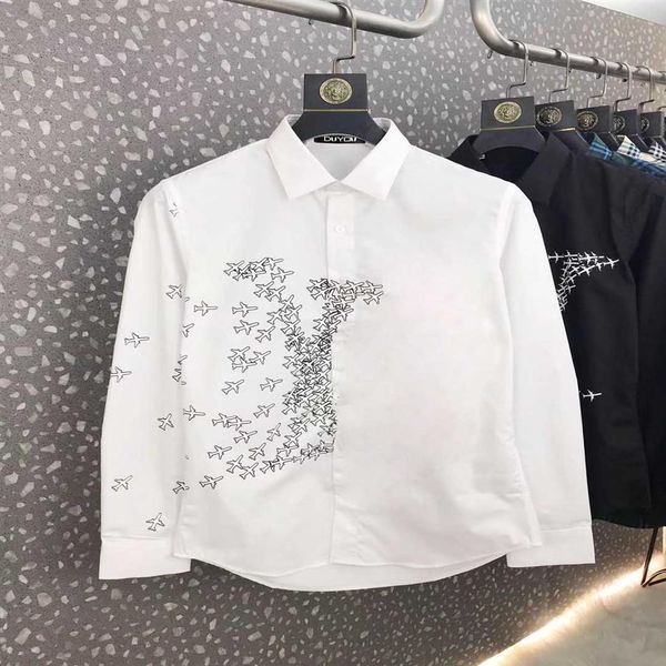 Spring Automn New Fashion Mens Designer Shirts blanc noir Black Thin Menve Long Men de travail Casual Importted Paris Brand Clothing FW222B