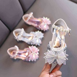 Printemps automne nouvelles filles coréennes enfants princesse chaussures décontractées dentelle arc chaussures de danse bébé filles chaussures de fête sandales d'été G220418