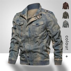 Spring herfst heren denim jas merk casual piloot bommenwerper jassen heren jeans jas man man retro mode bovenkleding jas man 201127