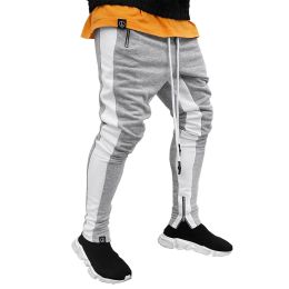 Primavera/otoño Nuevos pantalones deportivos casuales para hombres Pantalones de jogging con cremallera doble de bolsillo