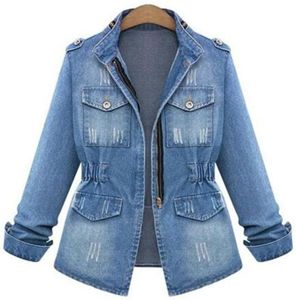 Spring automne Nouvelles étoiles nobles Lady Streetwear Denim Jackets Blue Patchwork Pockets Boutons Cotton Turtleneck6264543 en coton de haute qualité