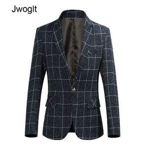 Printemps Automne Nouveaux Hommes Mode Plaid Blazer Design Plus Taille Casual Mâle Slim Fit Costume Veste Costume De Mariage 210412