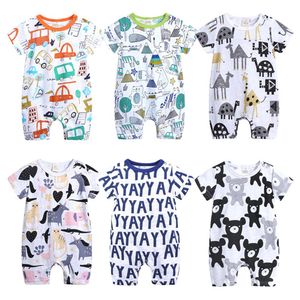 Spring herfst pasgeboren baby baby blauwe jumpsuit baby jongens meisjes romper playsuit katoenen cartoon cartoon lange mouw baby rompers kleren 1969