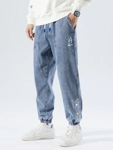 Spring herfst plus size baggy jeans mannen hiphop streetwear harem broek mode borduurwerk stretch cotton casual jogger 8xl 240426