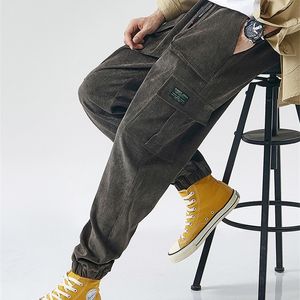 Lente herfst plus size corduroy lading broek mannen joggers hiphop baggy broek streetwear broek 6xl 7xl 8xl 220622