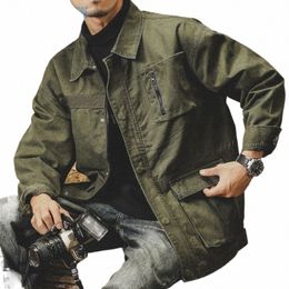 Printemps Automne Rétro Veste Denim Hommes Lâche Grande Taille Vêtements De Travail En Plein Air Safari Veste Solide Vêtements Pour Hommes Manteaux Quotidiens Pocke h3QY #