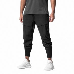 Printemps Automne Ropa Hombre Hommes Polyester Séchage rapide Pantalon de sport décontracté Poches zippées Joggers Pantalon Fitn tactique Pantalon de survêtement W8By #