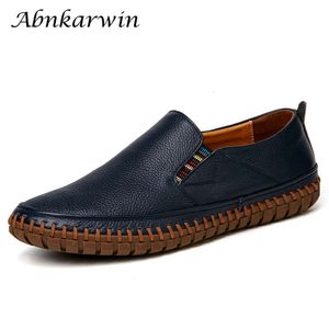 Spring herfst slip op lederen lederen casual rijschoenen loafers mocassin homme mocassins lichtgewicht zachte grote size 49 50