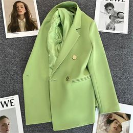 Primavera otoño traje de color sólido elegante coreano casual chaqueta para mujer moda de lujo abrigos femeninos empalme oficina ropa de dama 240201