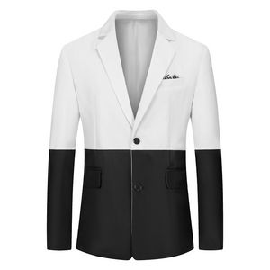 Primavera otoño estilo fino Blazers para hombre Oversize Slim Fit traje chaqueta coreano Casual rojo negro blanco Patchwork Blazer cantante traje de escenario