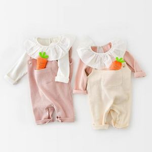 Printemps automne enfant en bas âge bébé salopette garçons salopette lâche filles combinaison couleur unie enfants barboteuse tenue 0-24 M 210413