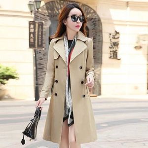 Printemps automne trench-coat double boutonnage trench-coat femme trench-coat longues femmes coupe-vent plus taille pardessus femme vêtements 210218