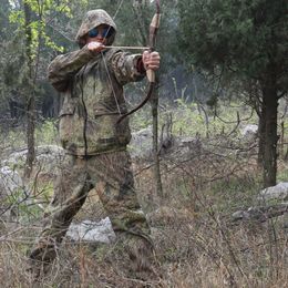 Lente herfst winddichte bionische camouflage jagen visserijpak heren buiten capuchon jasbroek slijtage tactische doek.