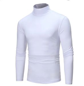 Printemps automne hiver hommes thermique à manches longues rouleau col roulé T-Shirt couleur unie hauts mâle mince basique Stretch T-Shirt haut 240202