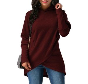 Lente Herfst Dames Hoodies Asymmetrische Zoom Wrap Capuchon Sweatshirt Uitloper 2018 Casual Lange Mouw Losse Trui Tops Moletom7686305