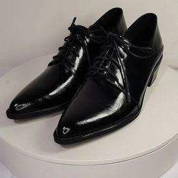 Весенне-осенние женские туфли-лодочки из натуральной кожи, верх из воловьей кожи высотой 22–25 см, французские винтажные туфли на шнуровке с острым носком, однотонные туфли с 2 ступеньками 240102