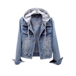 Lente Herfst Dames Denim Jassen Met Capuchon Lange Mouw Overjas Losse Knoop Uitloper Denim Jas 240104