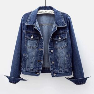 Spring herfst dames denim jas lange mouw overjas losse basis jas knop streetwear bovenkleding jeans jassen 240423