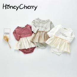 Lente Baby Bodysuit Koreaanse versie Meisje Kind Mooie Crawli Rok Kleding 210515