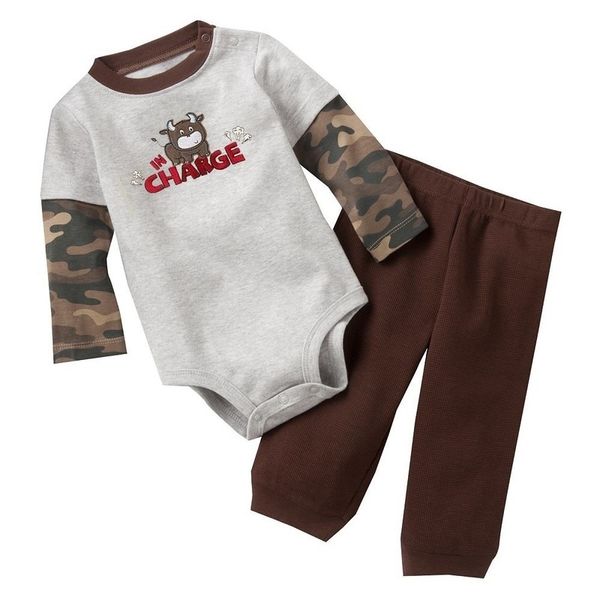 Spring Baby BodySuit pantalón traje camuflag bebés niños ropa conjunto recién nacido jumpsuit infantil ropa camo pantalón 100% algodón 210413