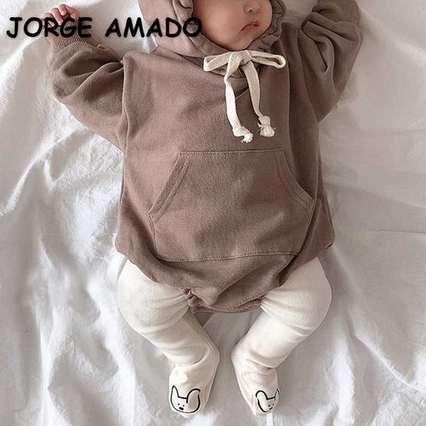 Body de primavera para bebé, mono con capucha de manga larga de Color puro, sudadera para niños y niñas, ropa E746 210610