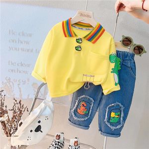 Printemps bébé garçons enfants vêtements enfant en bas âge survêtements vêtements à manches longues dessin animé T-shirt jean ensemble coton costumes 0-5 ans
