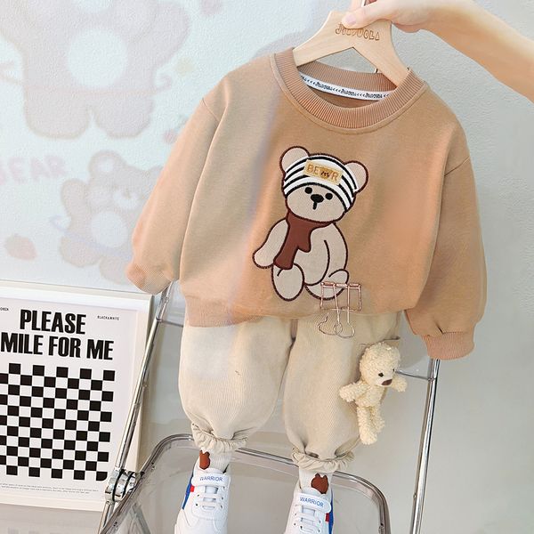 Printemps bébé garçons vêtements ensemble enfant en bas âge infantile à manches longues t-shirt pantalon mignon ours enfants vêtements de sport décontractés tenues enfants vêtements