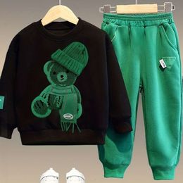 Primavera Baby Girl Boy Cloth Set Children Sports Cartoon Bear Sweatshirt Top and Pants Buttom Traje de dos piezas TIGHT TIPA L2405