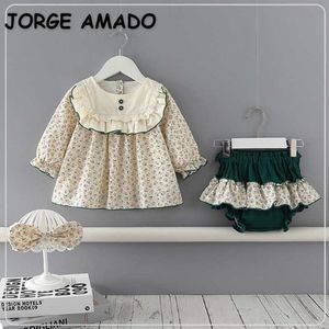 Lente Baby Meisjes 2-PCs Sets Lange Floral Shirts Top + Ruffles Rok Kinderen Mode Kleding E9119 210610