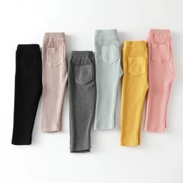 Primavera Bebé Niñas Leggings Algodón Grandes PP Pantalones Otoño Niños Niños Pantalones largos Niños pequeños Sólido 210515