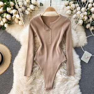 Spring Bodysuit Dames Fashion Bottoming Shirt Bodysuits Design uit één stuk Knit Top Jumpsuit Tend 210420