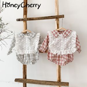 Lente Bodysuits Baby Coveralls Grid Kinderen Lange Mouwen Kleding Peuter Meisje 210515