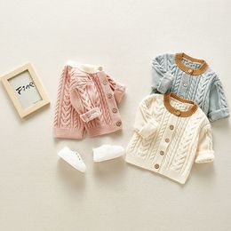 Printemps né bébé garçons filles pull manteaux marque coton tricot solide Cardigan bouton veste infantile vêtements hauts 210429