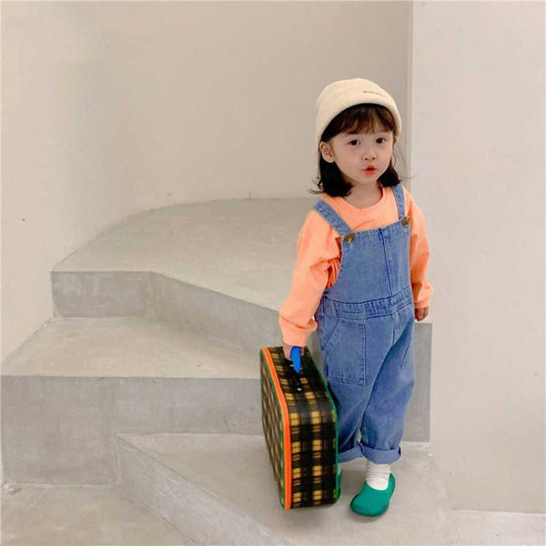 Printemps Garçons Et Filles Mode Casual Denim Salopette Style Coréen Lâche All-match Jarretelles Pantalon Pour Enfants Enfants 210615