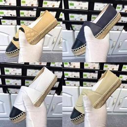 Printemps Marque Designer Femmes Espadrilles Chaussures En Cuir Véritable Lady Slip On Confortable Plat Pêcheur Chaussures Mocassins Chanvre Toile Casual ChaussuresTaille 35--42