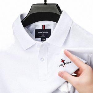 Printemps Marque De Luxe Qualité Polo Homme 100% Cott Exquis Brodé Lg manches Coréen Busin Loisirs Golf T-Shirt 4469 #