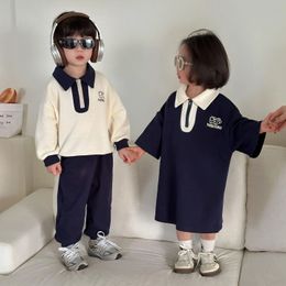 Spring Brother Soeght Offits Boy Children Long Manches Sweet-shirt de revers à manches longues