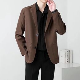 Printemps Marron Noir Blazer Hommes Slim Fit Mode Social Hommes Robe Veste D'affaires Formel Bureau Costume S3XL 240301