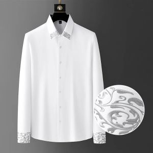 Spring Business Shirt for Men de haute qualité manche longue Slim Fit Casual Robe Party Social Party Chemise Homme Print Streetwear