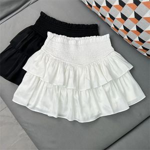 Printemps gâteau jupes plissées pour femmes blanc gonflé jupe courte été coréen à volants taille élastique Anti Aline Mini 240401