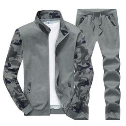 Frühling Camouflage Trainingsanzug Herren Set Sportswear 2 Stück Sport Anzug Jacke Hose Plus Größe 4XL Männer Kleidung Track318p