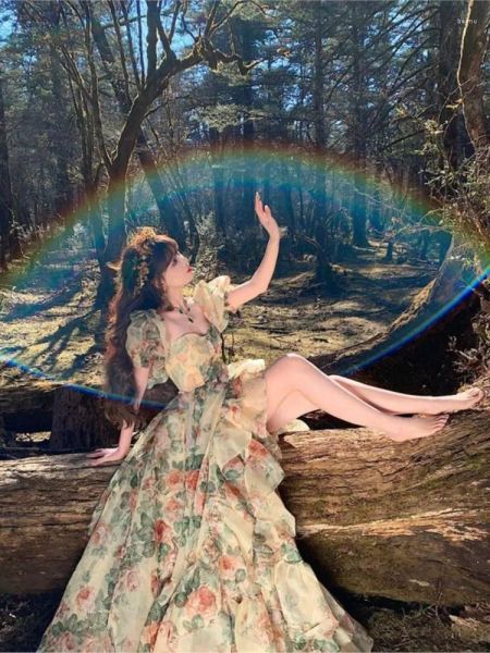 Robe décontractée printemps française rétro longue robe femelle orgue orgue élégant fée fée ruffled princesse Summer 2024