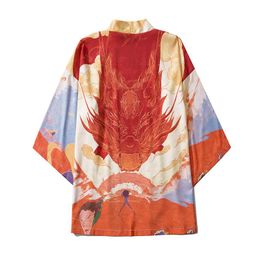 Lente casual mannelijke kimono cardigan japanse print losse shirt tops zomer vrouw man streetwear jas paar yukata kimonos etnische kleding
