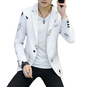 Spring casual impresa blazers hombres delgados blazer juventud versión coreana coreana para hombres tops de una sola pieza